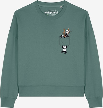 Watapparel Sweatshirt ' Pocket Pandas ' in Groen: voorkant