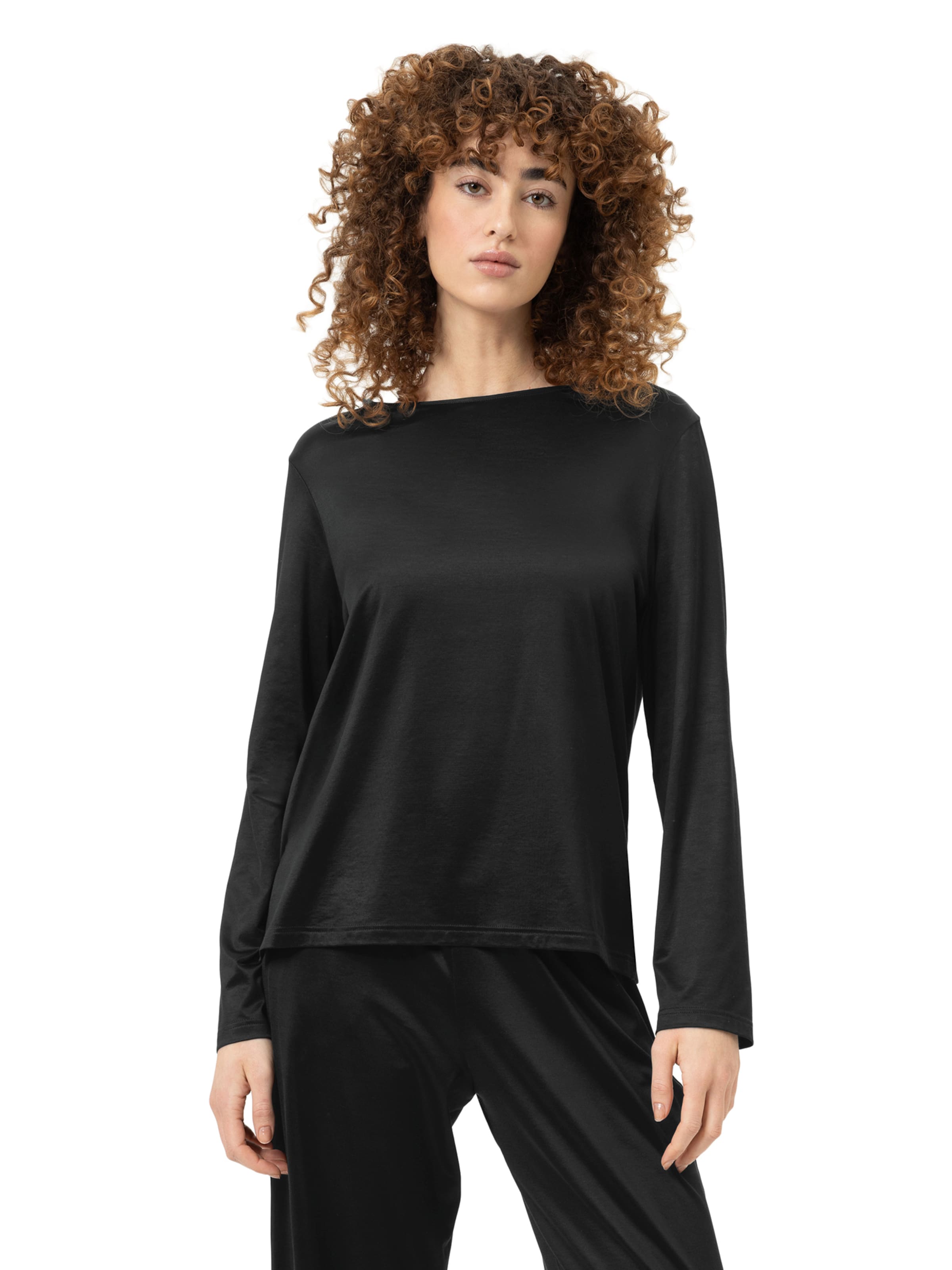 Mey Pajama shirt ' Serie Pure Shine ' in Black: front