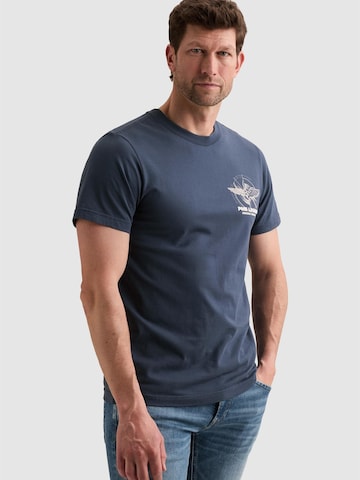 PME Legend Shirt 'T-shirt in jersey with small artwork on the chest' in Blauw: voorkant