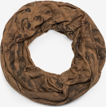 styleBREAKER Schlauchschal 'Gemusterter Loop Schal im Destroyed used Look' in Braun: Vorderseite
