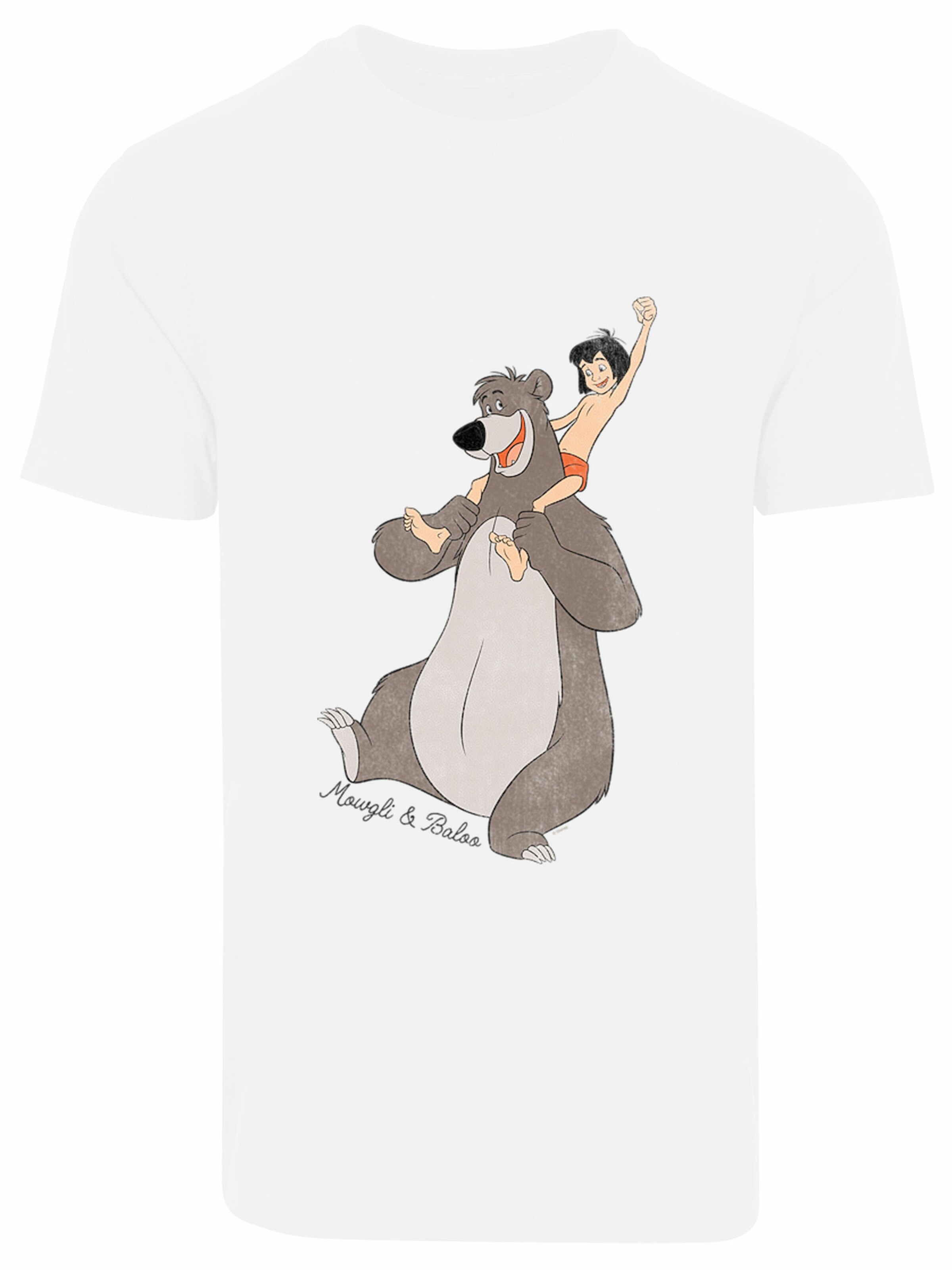 F4NT4STIC T-Shirt 'Disney Dschungelbuch Mogli und Balu' in Weiß: Vorderseite
