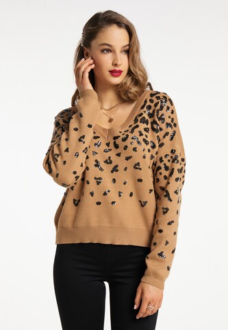 Pull-over faina en marron : devant