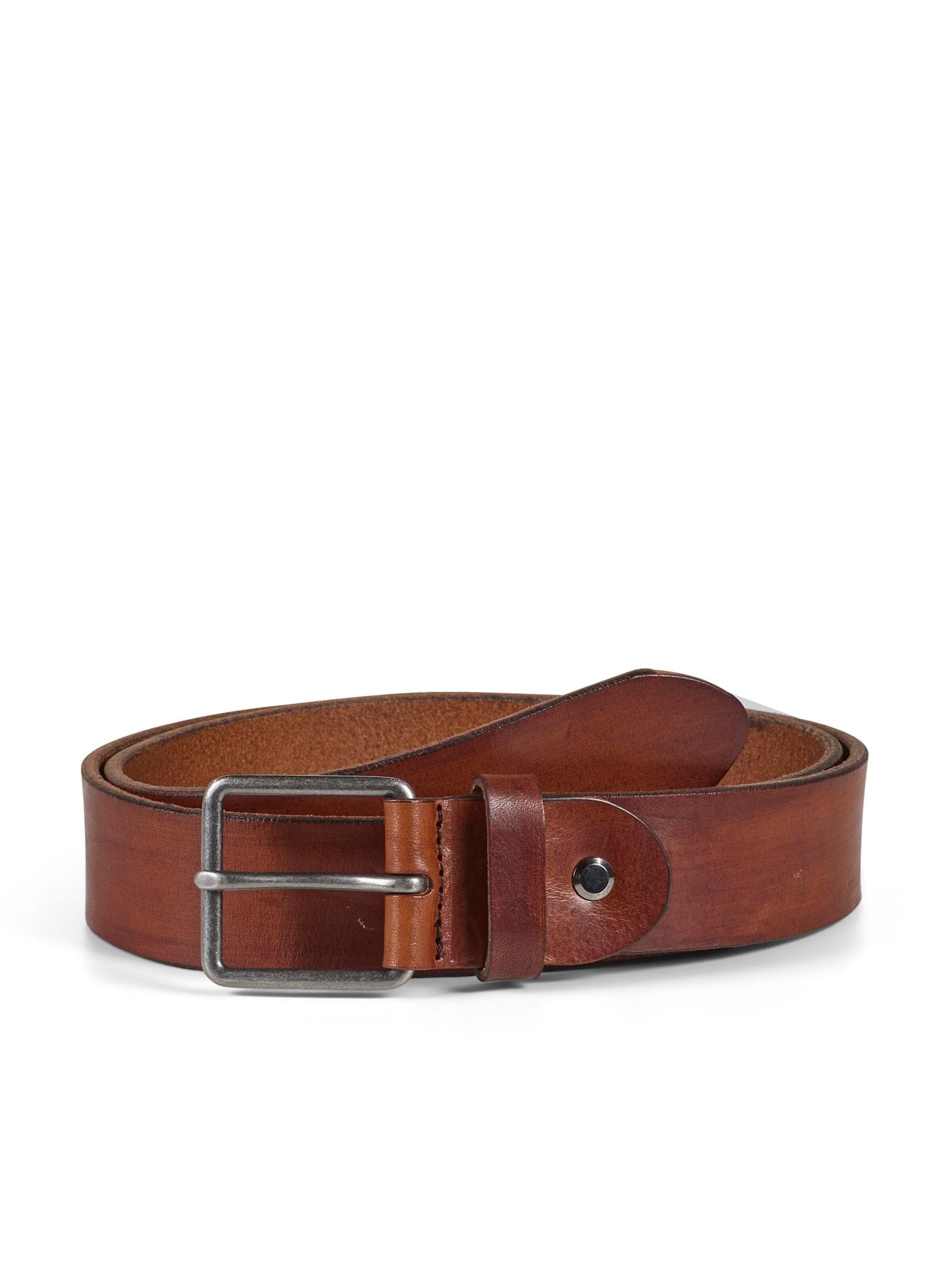 Howard London Riem 'Leather Belt George Brown' in Bruin: voorkant