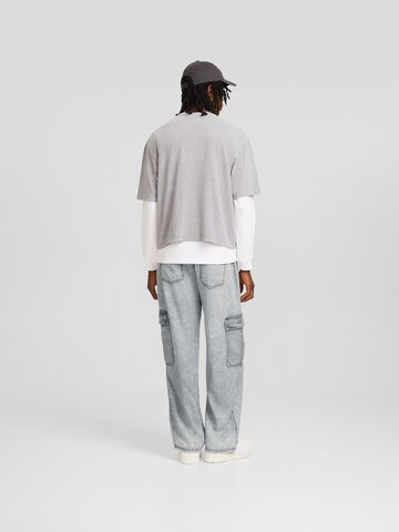 Bershka Wide leg Cargo trousers in Grey