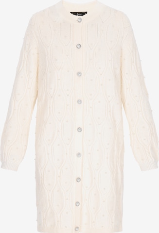 faina Gebreid vest in Wit: voorkant