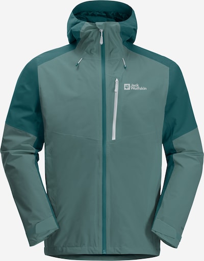 JACK WOLFSKIN Outdoorjas 'EAGLE PEAK' in de kleur Jade groen / Spar / Wit, Productweergave