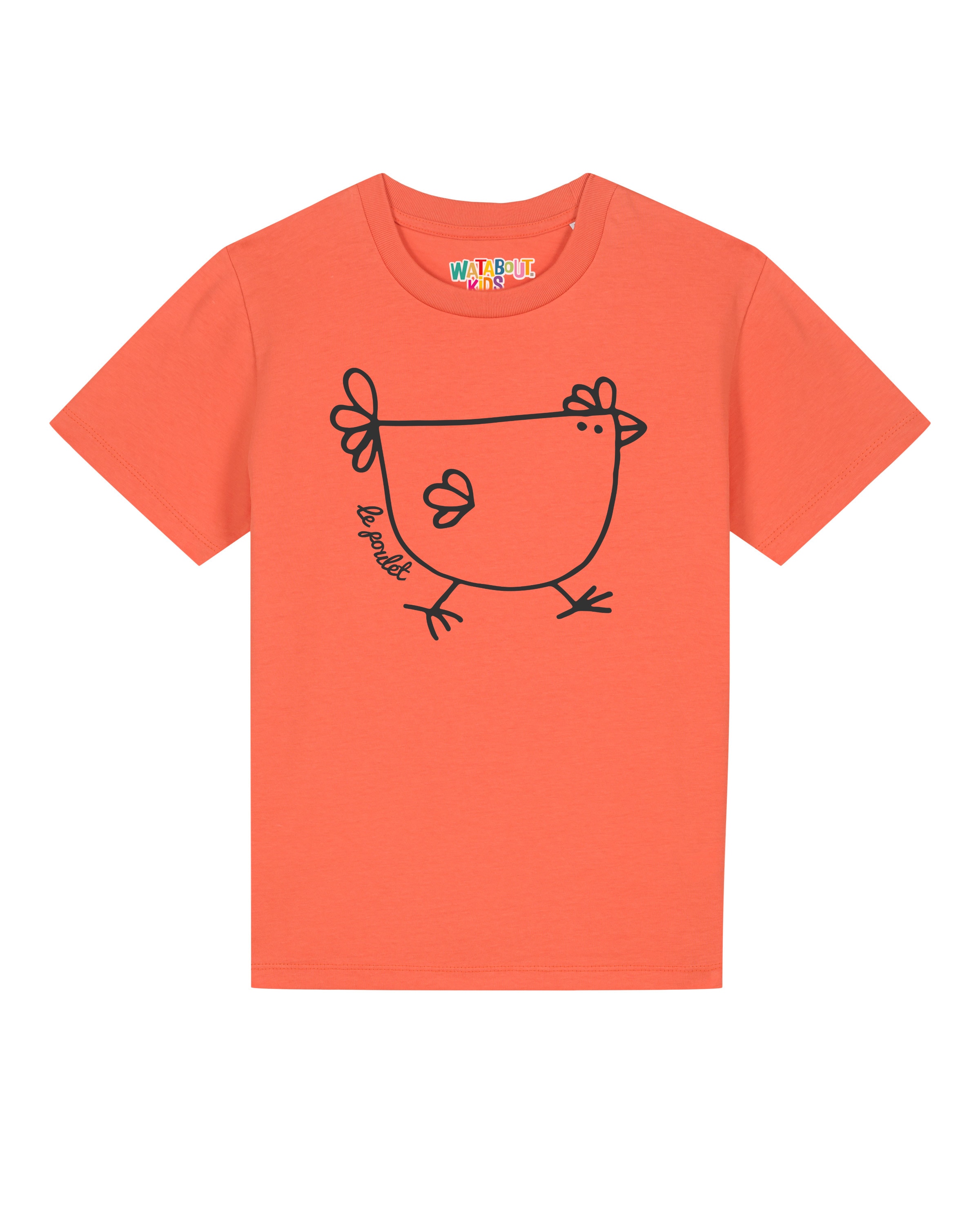 Maglietta 'Le Poulet - Das Huhn' di watabout.kids in arancione: frontale