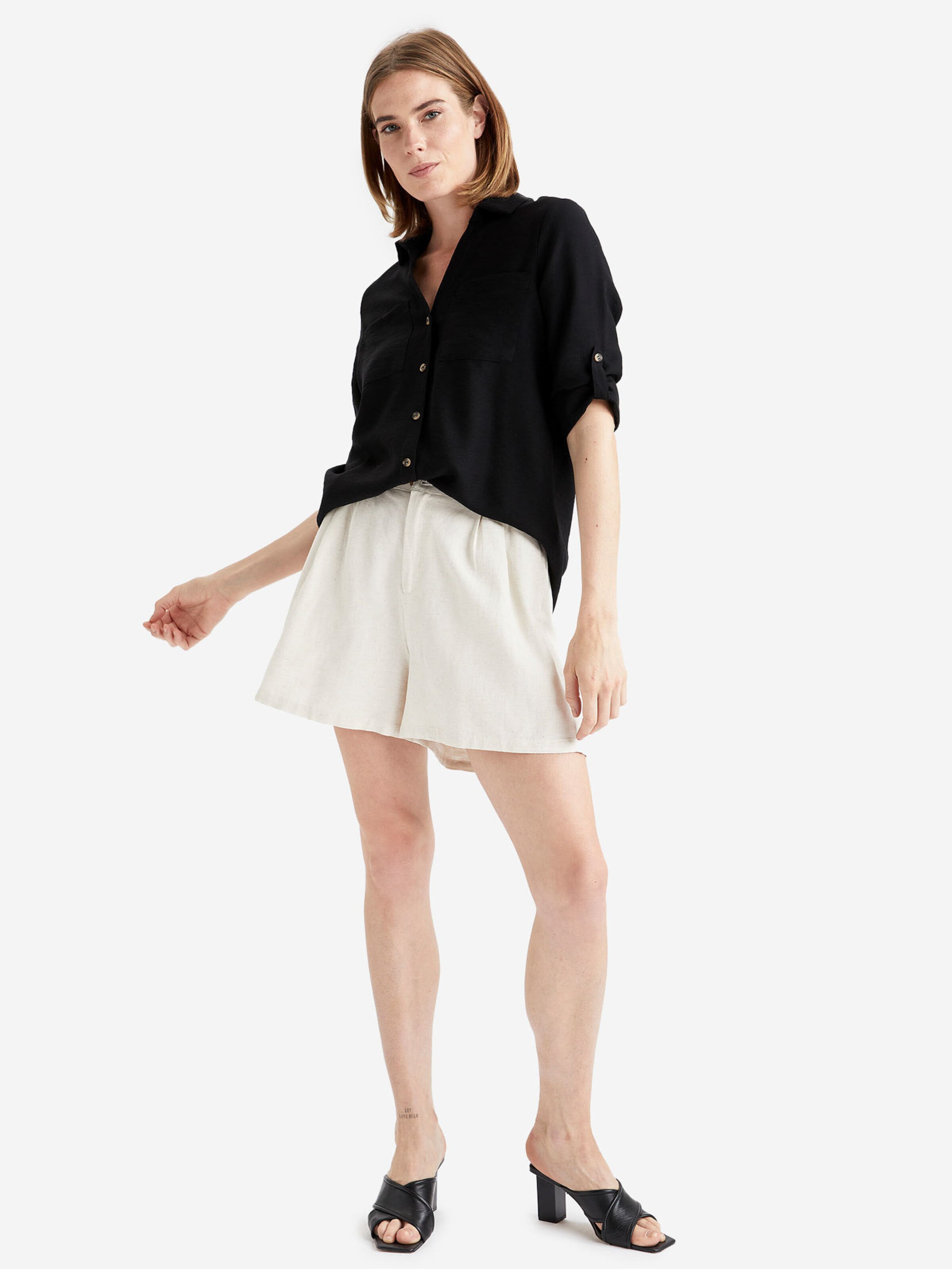 Frauen Große Größen DeFacto Bluse in Schwarz - LH46527 Frauen Große Größen DeFacto Bluse in Schwarz - LH46527