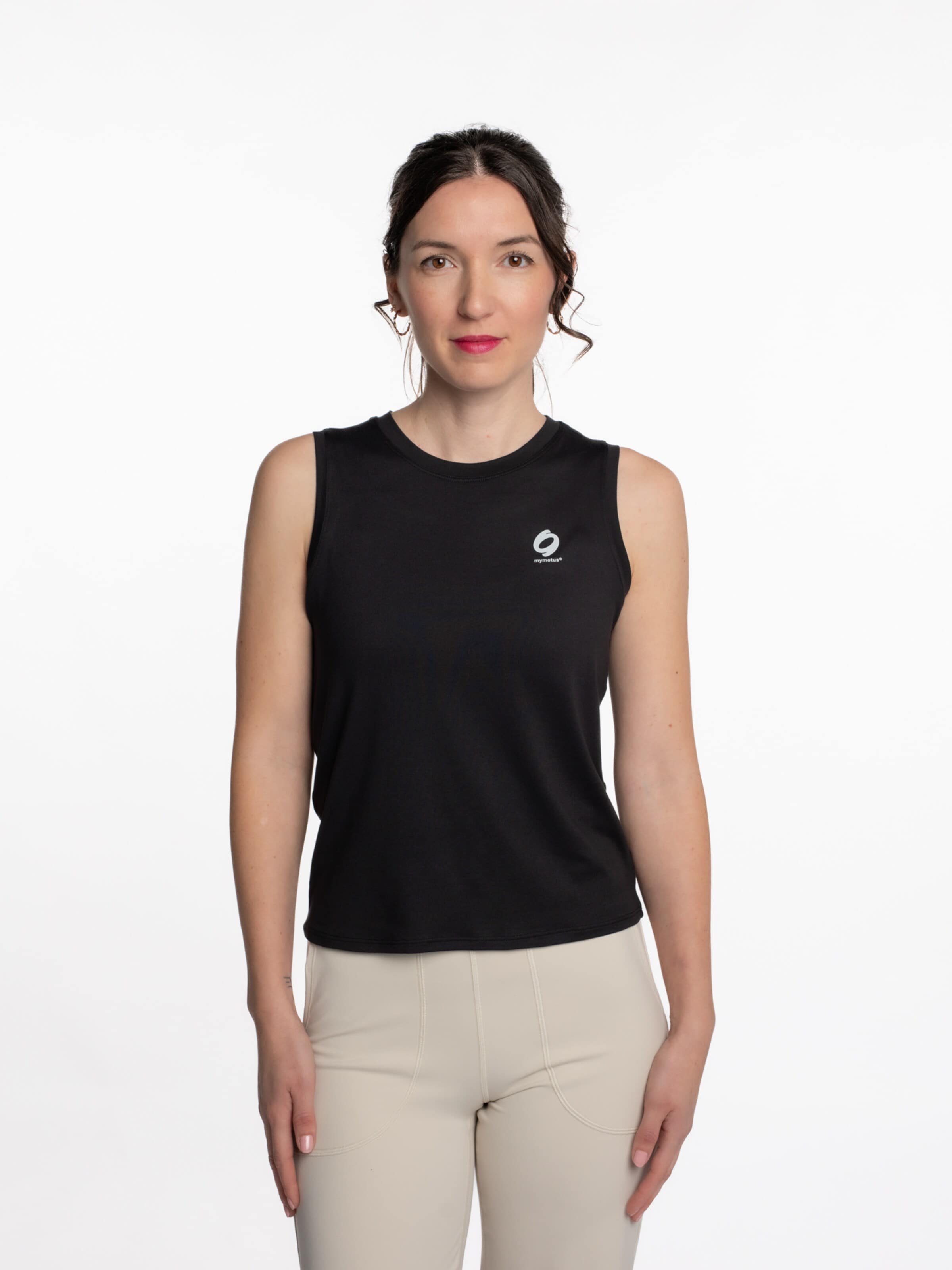 mymotus Sportovní top 'mymotu®, ladies top with details, YW11' – černá: přední strana
