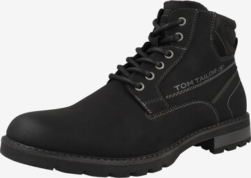 TOM TAILOR Schnürboots in Schwarz