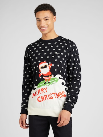 Denim Project Sweatshirt 'Surfin Santa' in Black: front