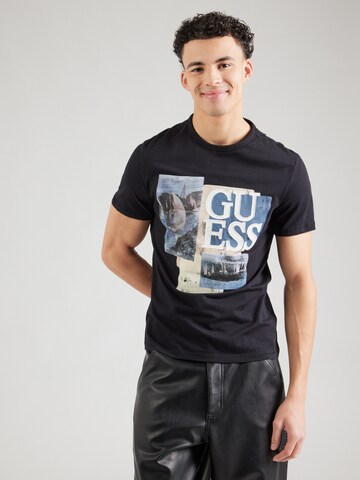 Maglietta 'SAIL BOAT' di GUESS in nero: frontale