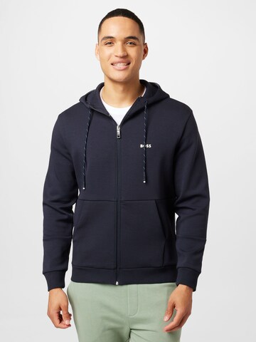 BOSS Zip-Up Hoodie 'Saggy 1' in Blue: front