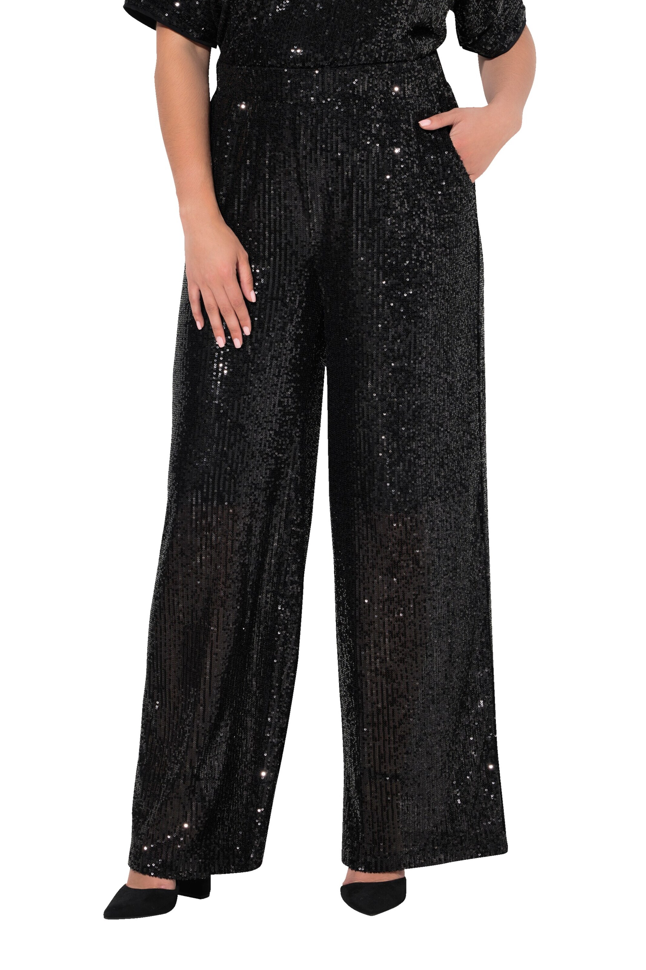 Ulla Popken Regular Pants in Black: front