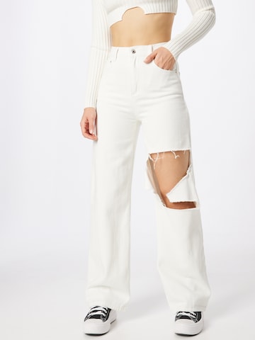 Edikted Wide leg Jeans in White: front