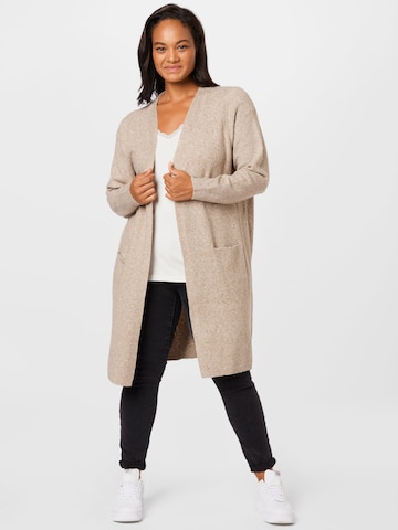 Vero Moda Curve Knit Cardigan 'Doffy' in Brown: front