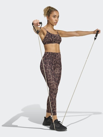 ADIDAS PERFORMANCE Skinny Workout Pants 'OPT ESS' in Brown