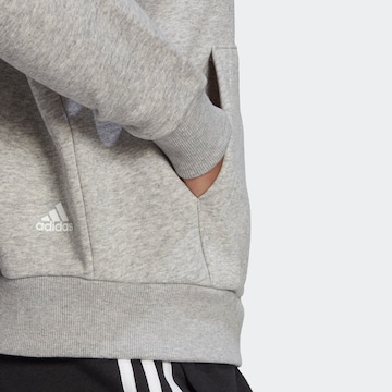 ADIDAS SPORTSWEAR Athletic Zip-Up Hoodie 'Essentials Pinstripe Block Fleece Loose Fit' in Grey