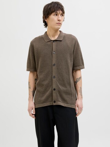 JACK & JONES Comfort fit Button Up Shirt in Beige: front