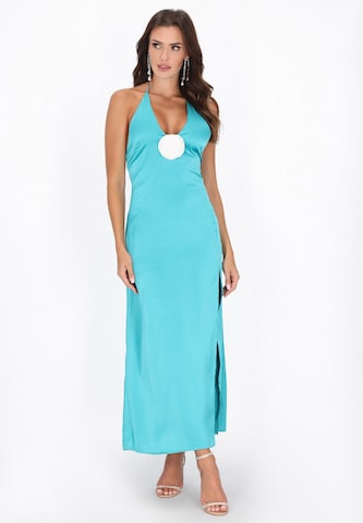 Robe de cocktail faina en bleu : devant