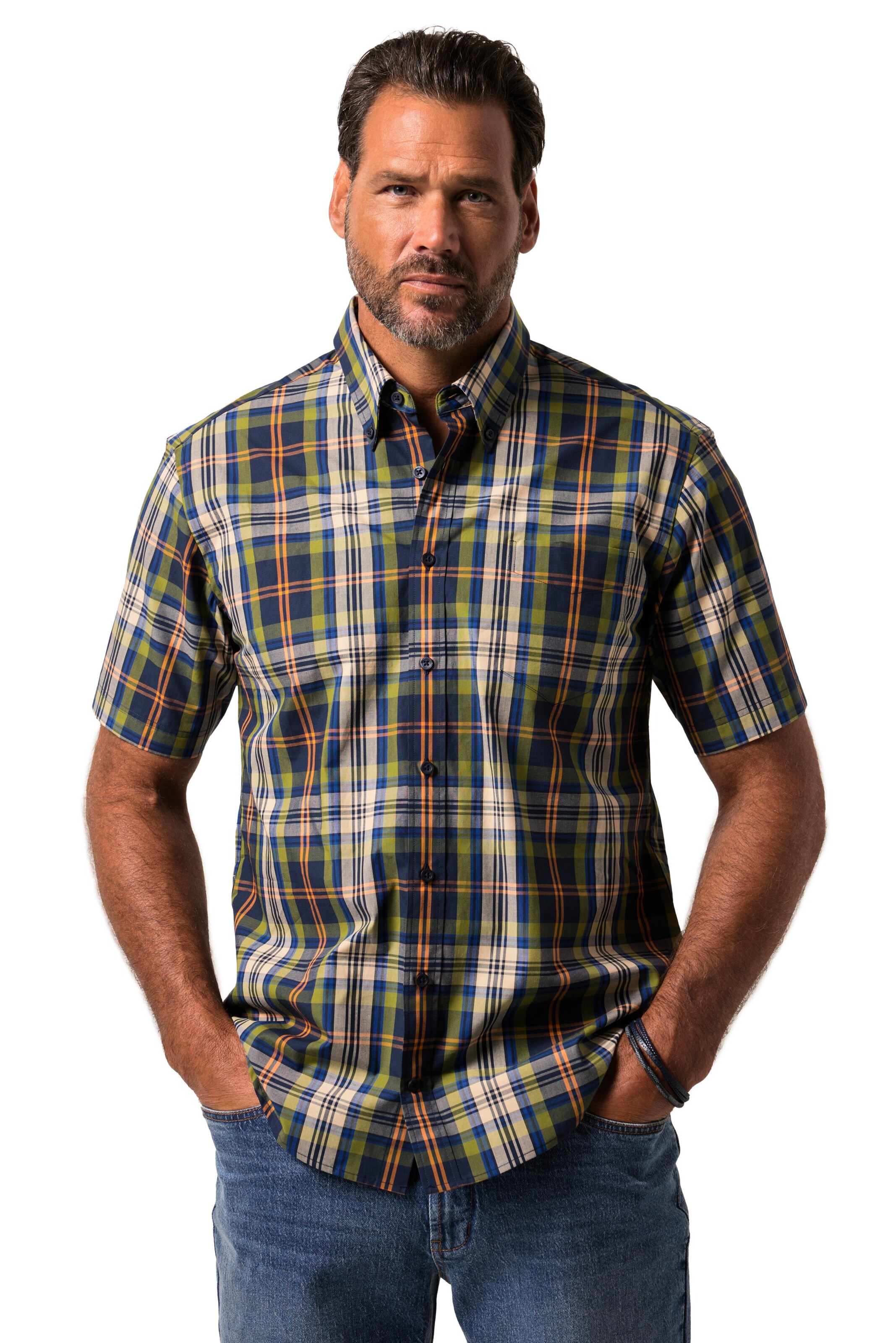 JP1880 Regular Fit Hemd in Grün: Vorderseite