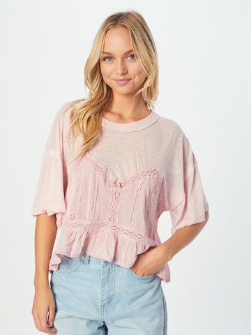 T-shirt 'FALL IN LOVE' Free People en violet : devant