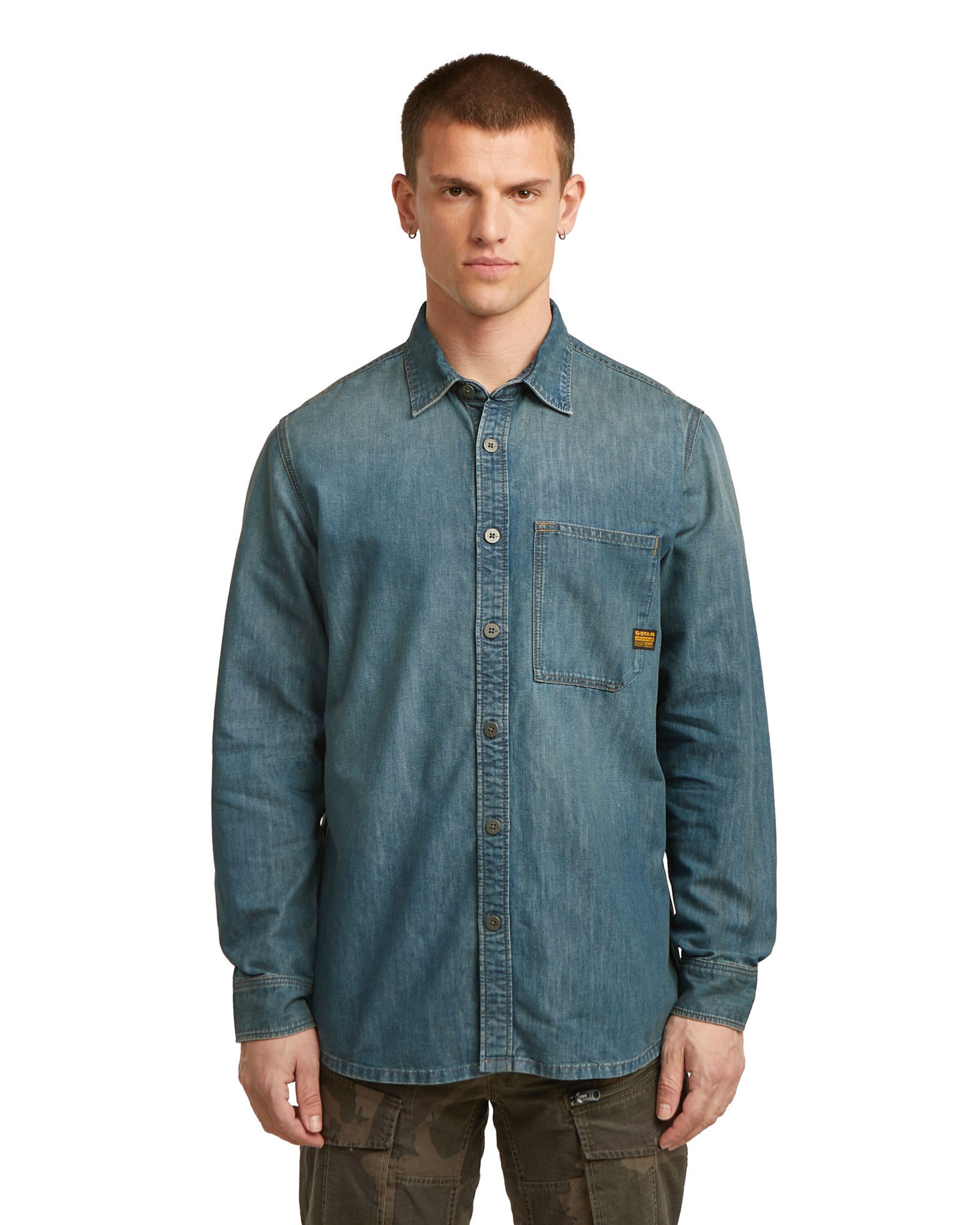 G-STAR Regular fit Button Up Shirt in Blue: front