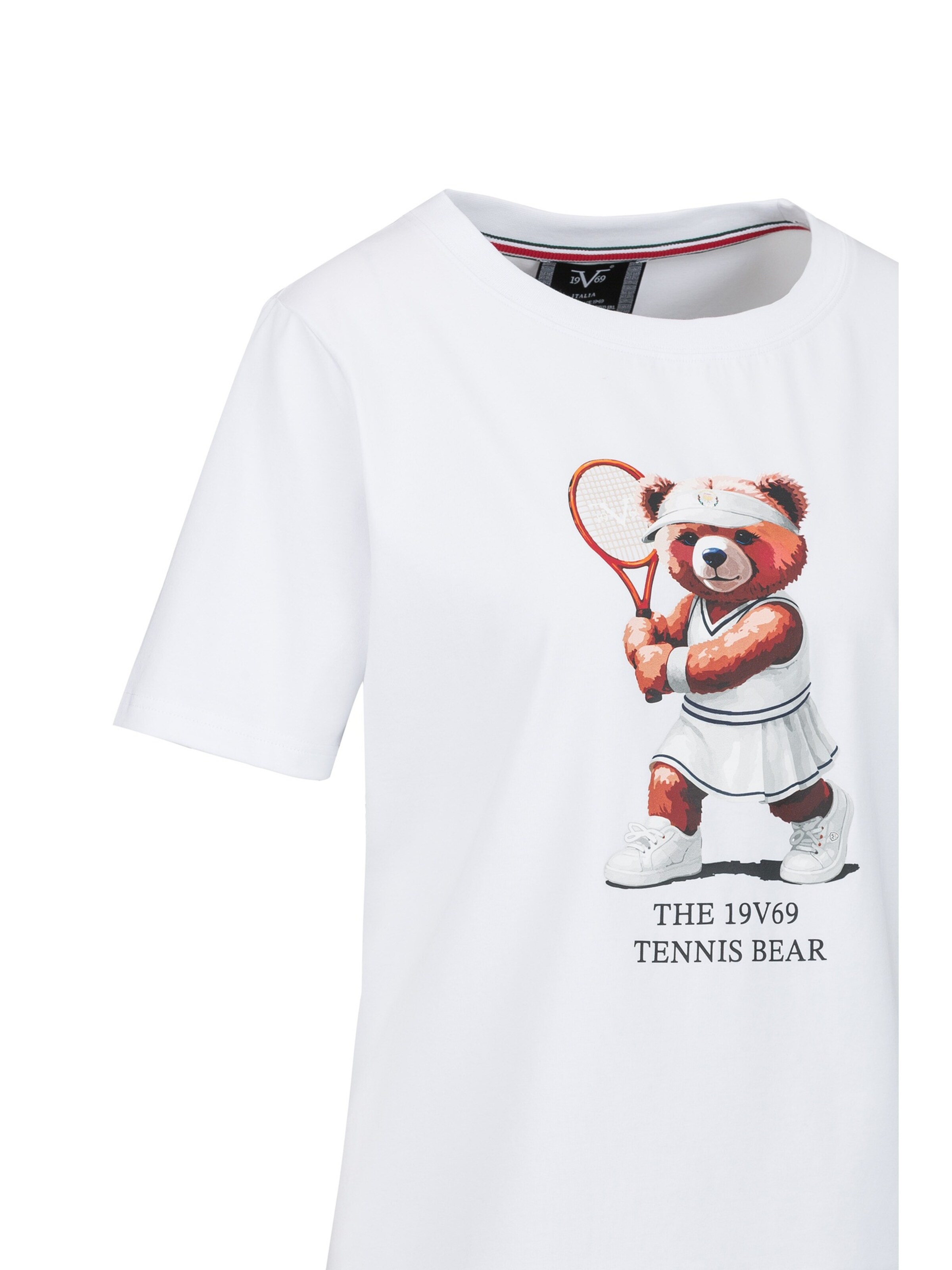 19V69 ITALIA Shirt 'TENNIS BEAR ' in Wit