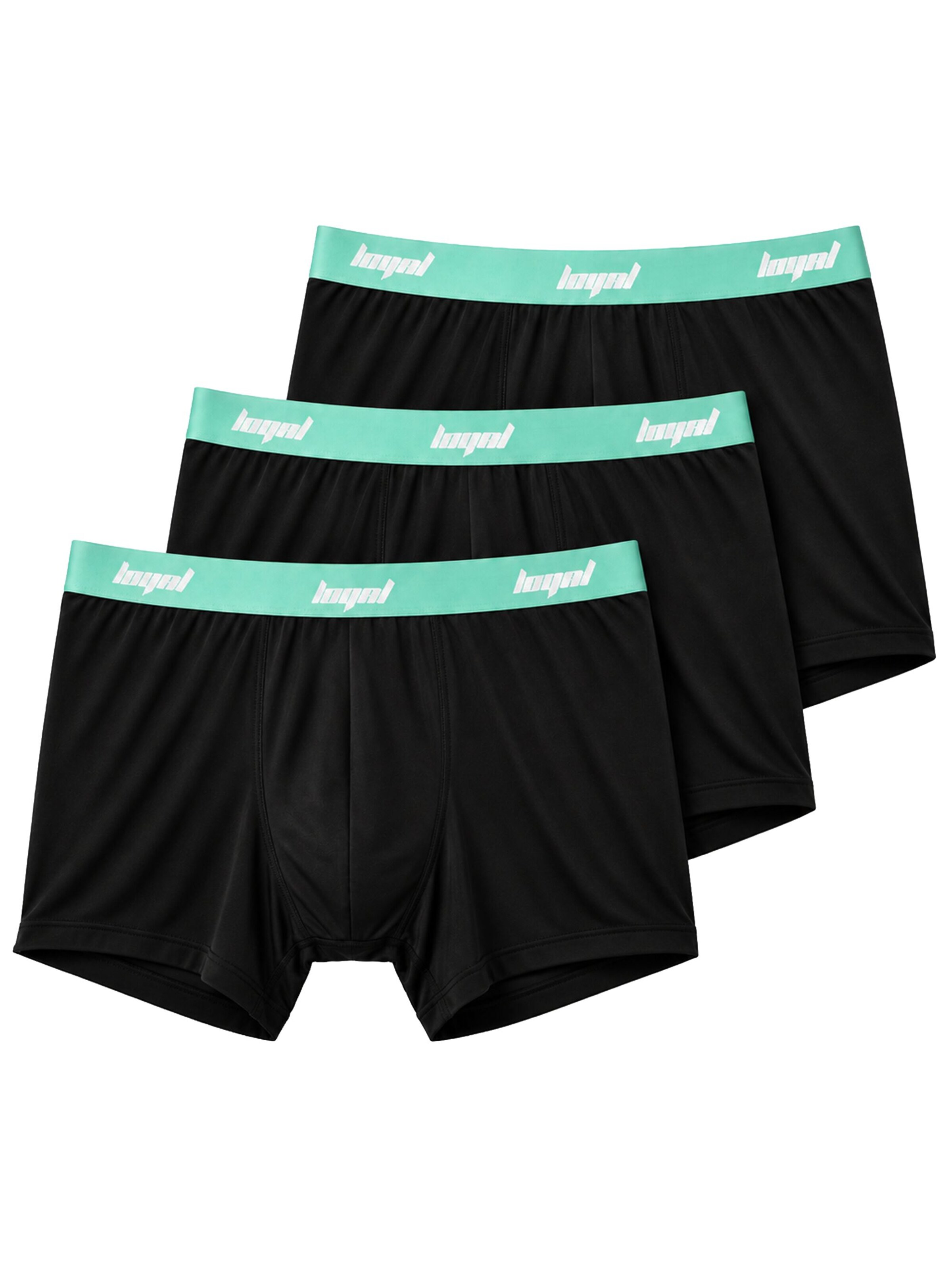 loyal 3er-Pack Boxershorts in Slim Fit in Schwarz: Vorderseite
