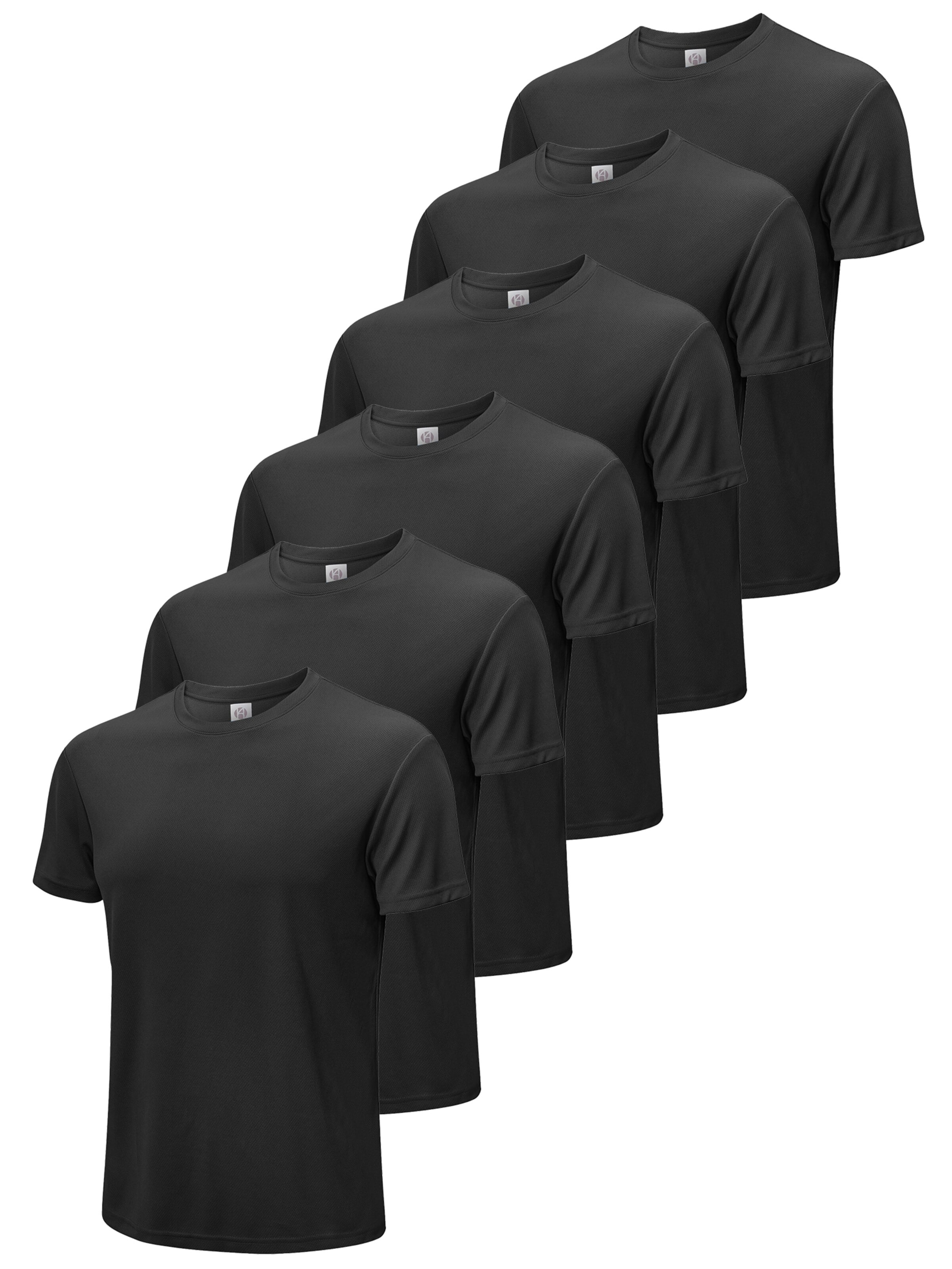 MEETWEE Performance Shirt '6 Pack Quick Dry Workout Shirts' in Black: front