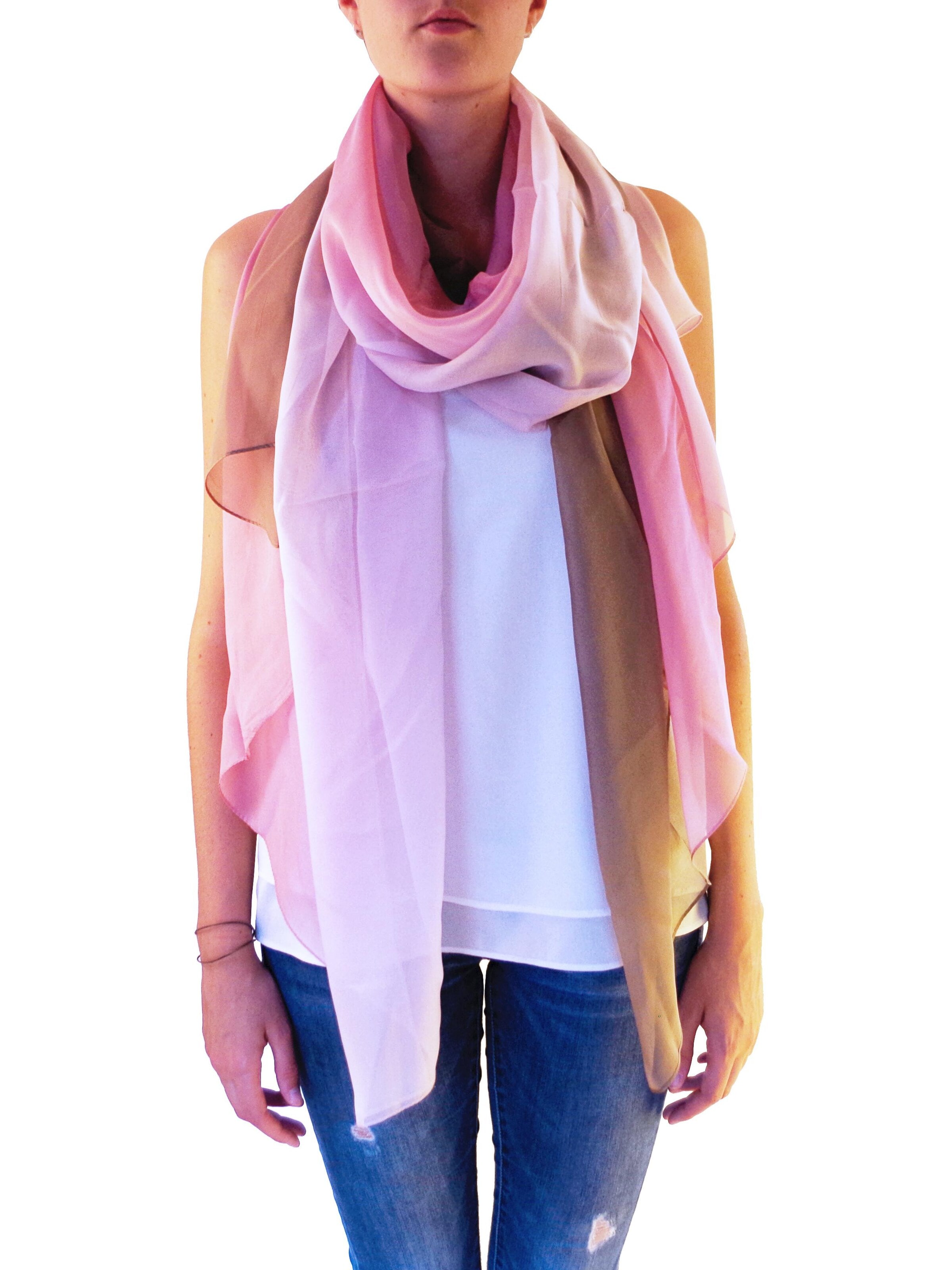 Posh Gear Oversized sjaal 'Chiffon Tri-Color' in Roze: voorkant