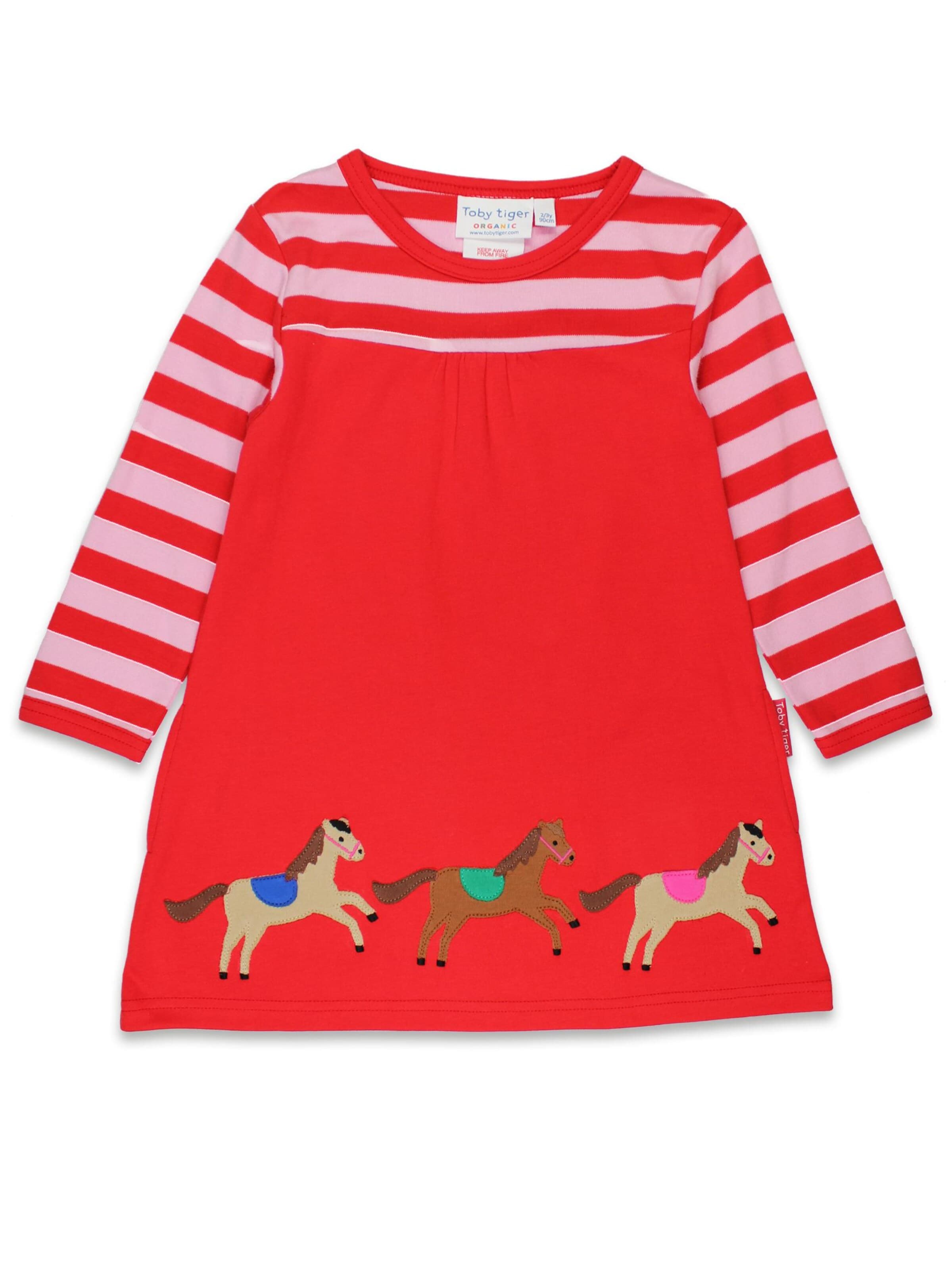 Toby Tiger Dress 'Pferde' in Red: front