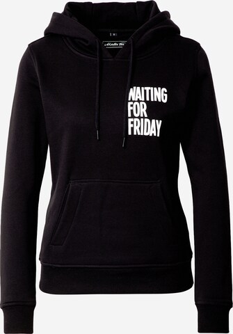 Bluză de molton 'Waiting For Friday' de la Merchcode pe negru: față