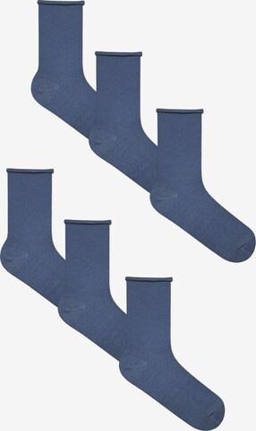 Albero Natur Socks 'Bio-Baumwoll-Socken mit Rollrand Unisex – 6er Pack' in Blue: front