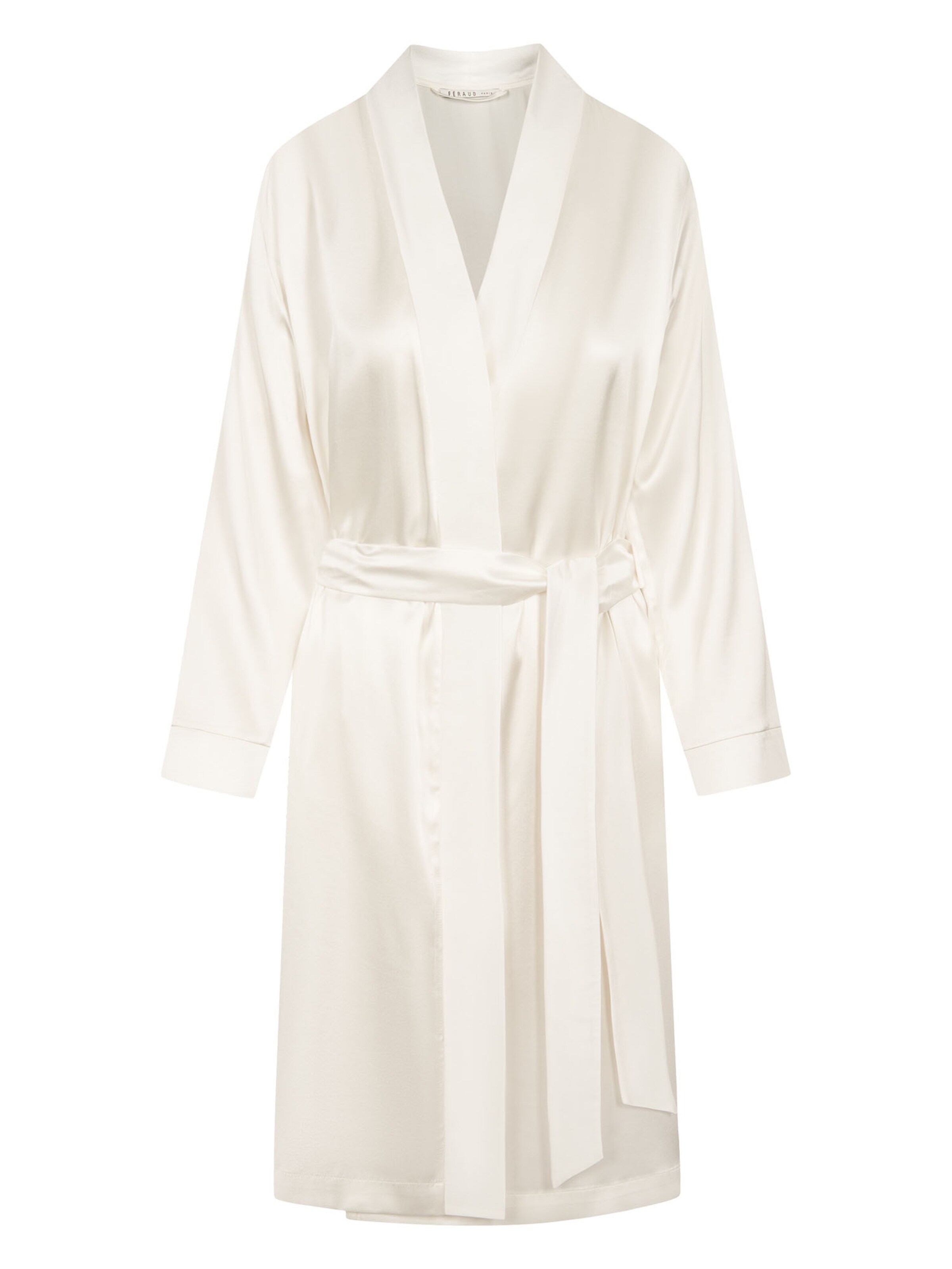 FÉRAUD PARIS Short Bathrobe ' Silk ' in White: front