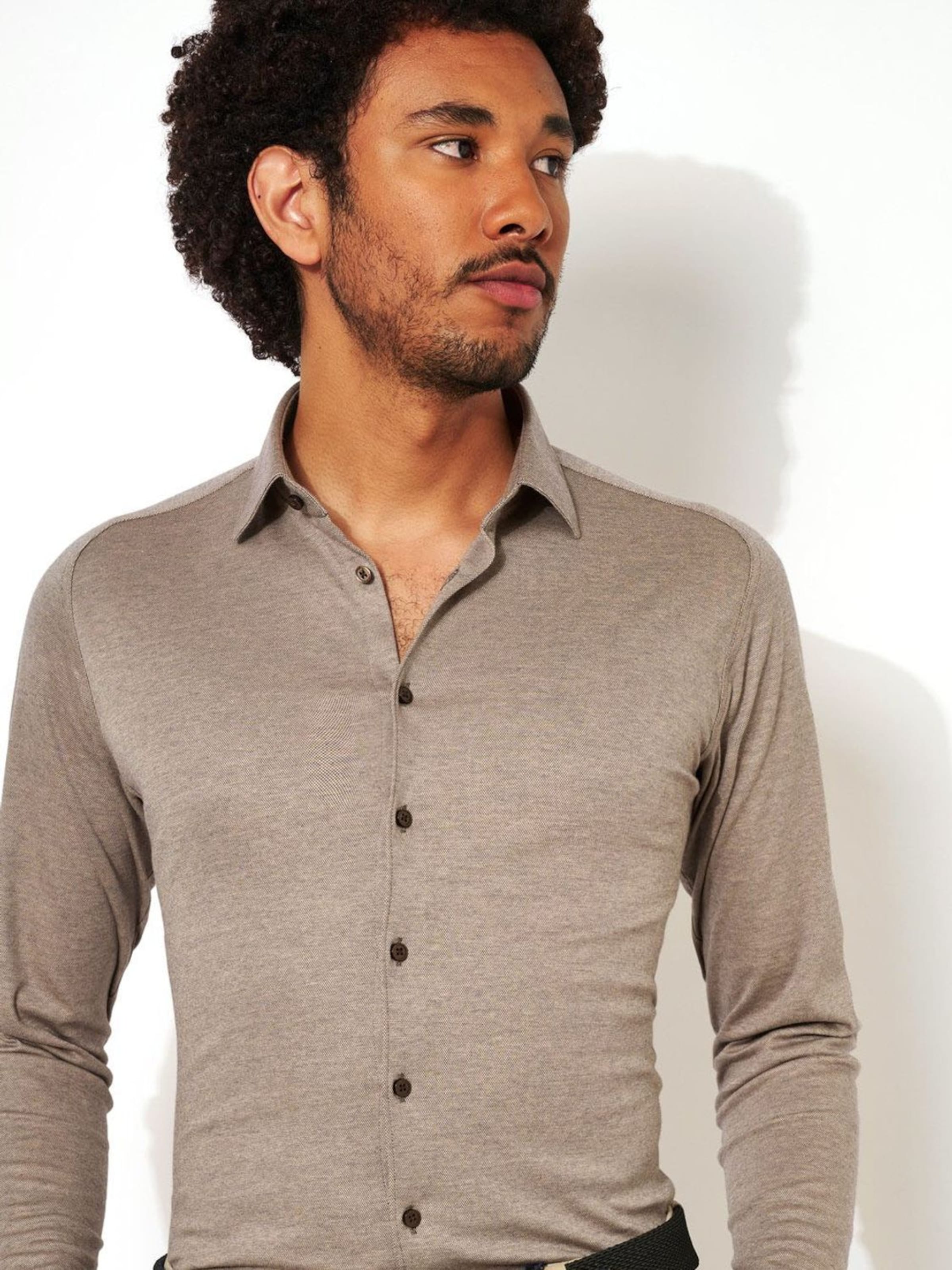 DESOTO Slim fit Button Up Shirt 'Modern Kent' in Brown