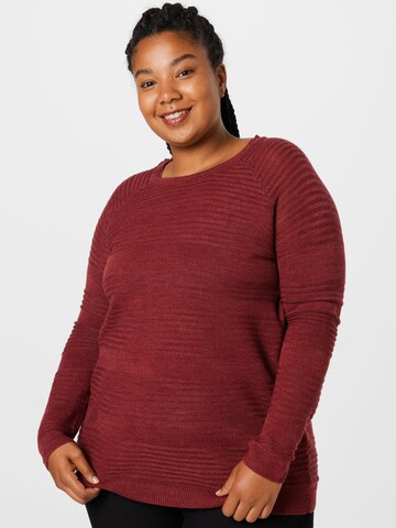 ONLY Carmakoma Pullover 'Airplain' in Rot: predná strana