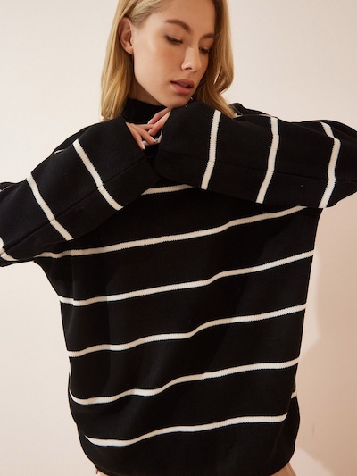 Happiness İstanbul Pull-over oversize en noir / blanc, Vue avec produit