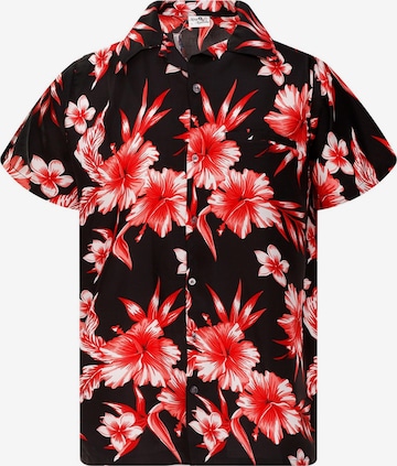 King Kameha Shirt 'Mono Flowers' in Red: front