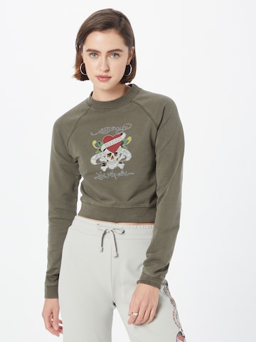 Sweat-shirt Ed Hardy en vert : devant