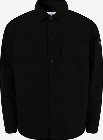 Calvin Klein Big & Tall Button Up Shirt in Black: front