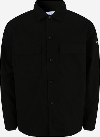 Calvin Klein Big & Tall Button Up Shirt in Black: front
