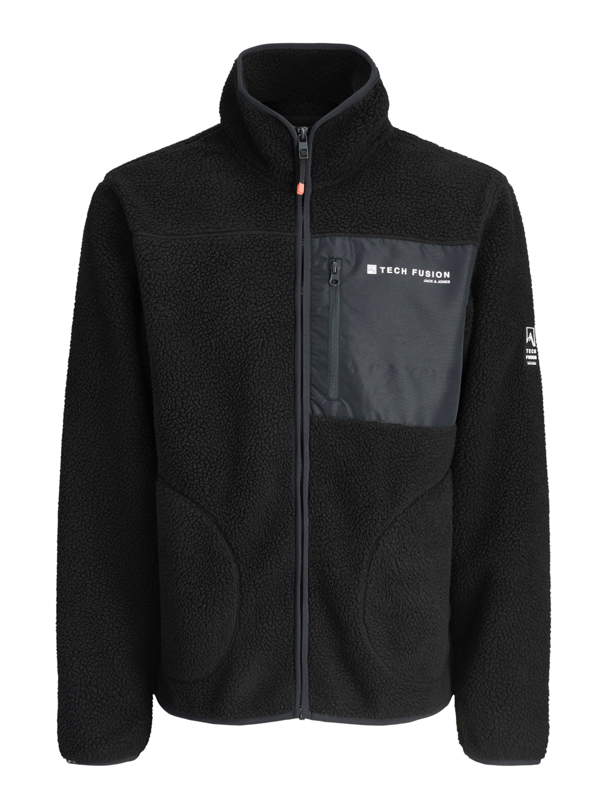 JACK & JONES Fleece Jacket 'JJALPES' in Black: front