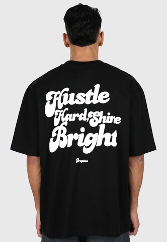 Dropsize Shirt 'Hustle Hard' in Zwart: voorkant