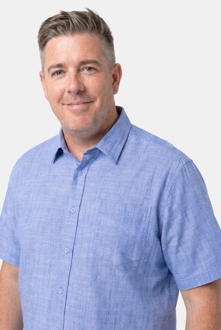 Men Plus Comfort fit Button Up Shirt in Blue