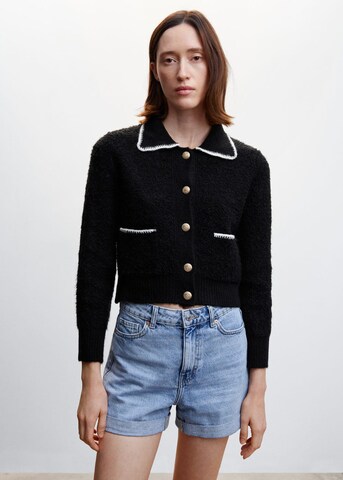 MANGO Knit Cardigan 'Nela' in Black: front