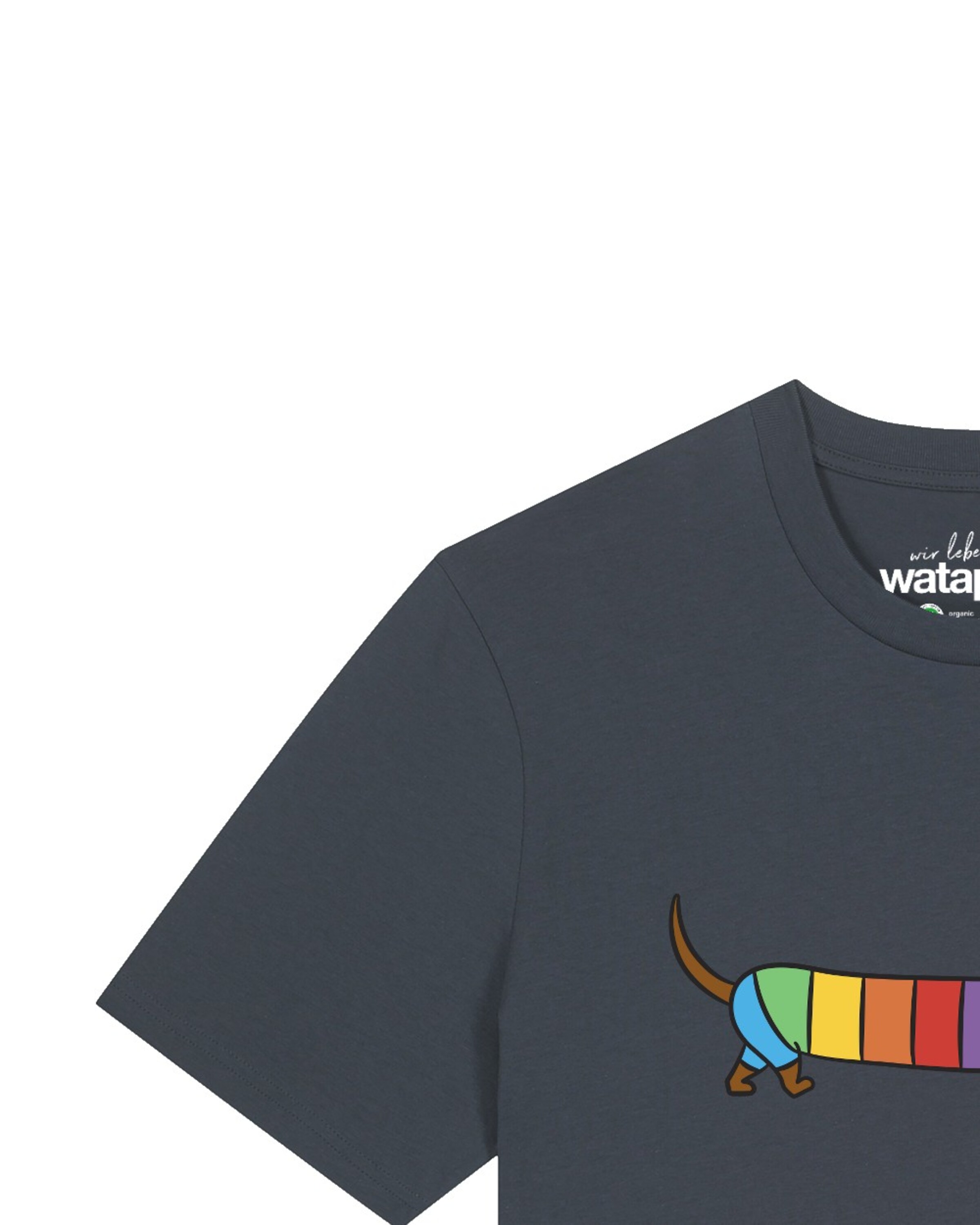 Watapparel Shirt 'Regenbogen Dackel' in Grey
