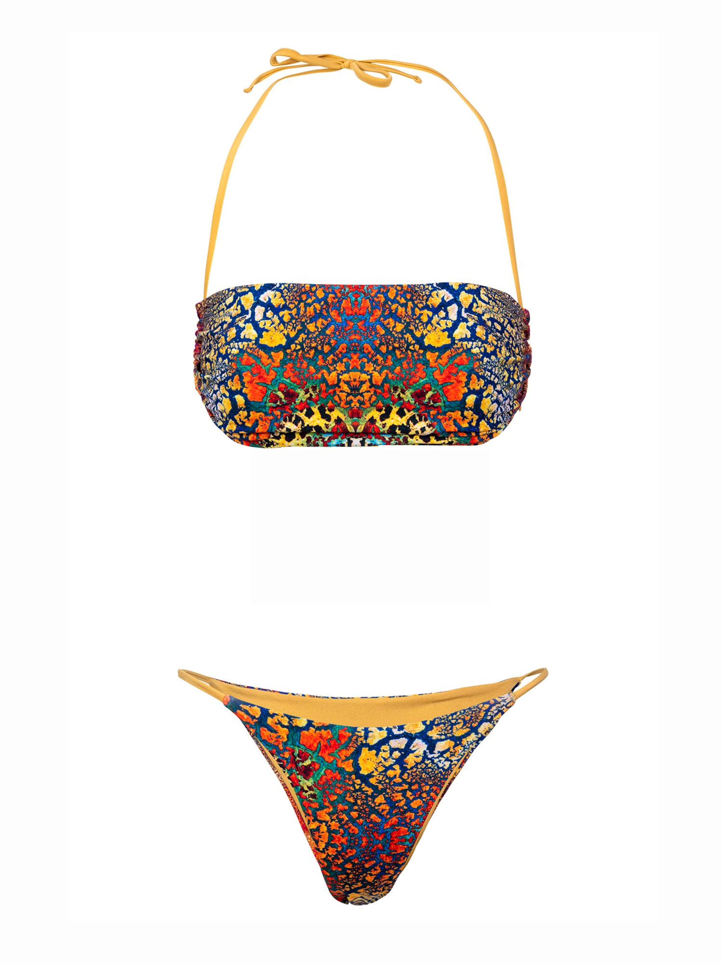 Kalaia Bandeau Bikini in Gold: front