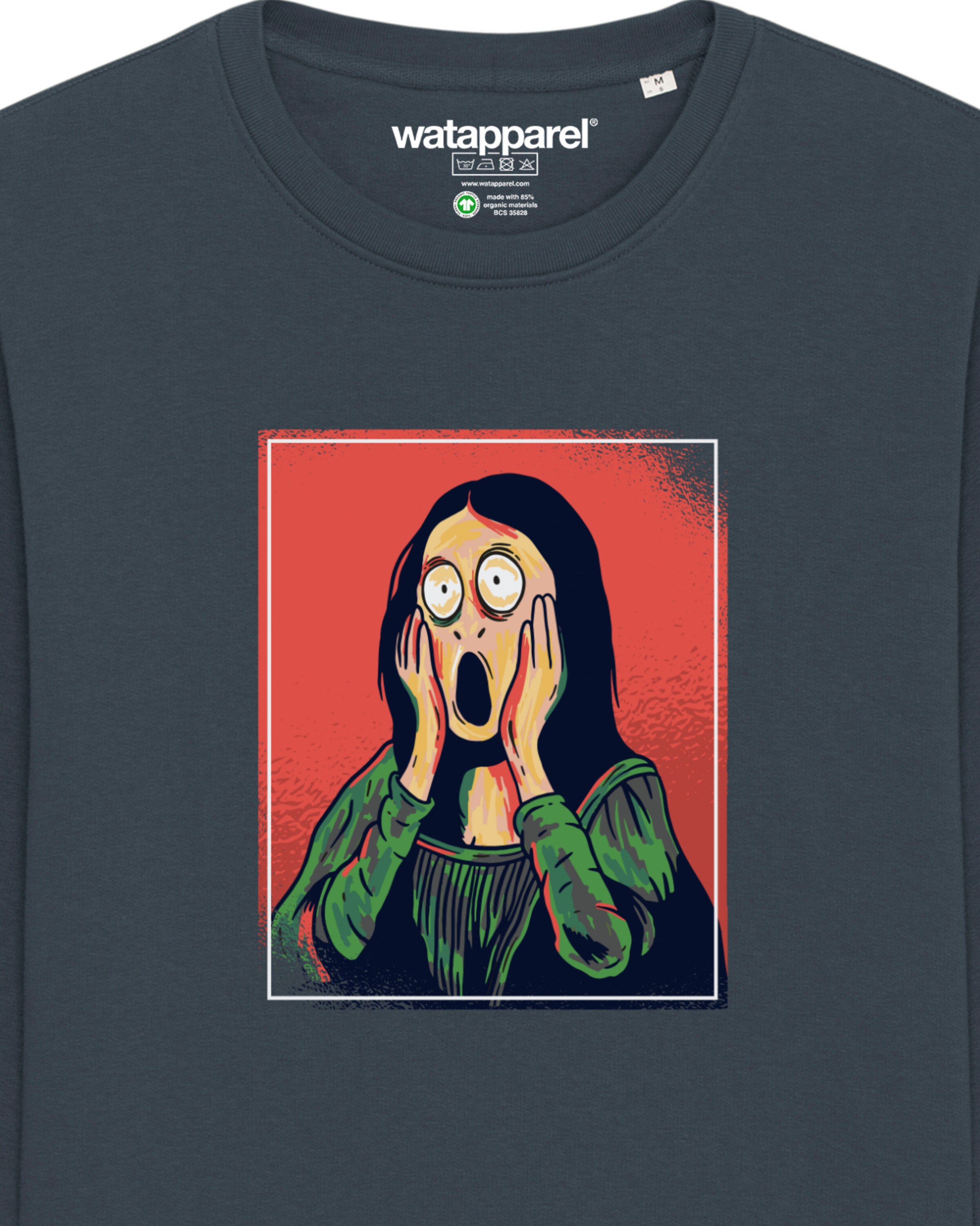 Watapparel Sweatshirt ' Mona Lisa Scream ' in Grijs