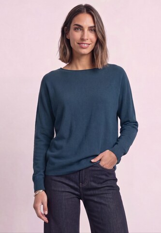 STREET ONE Dolman Pullover mit Boat Neck in Blau: Vorderseite